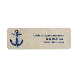 Etiquetas de endereço de âncora náutica azul marin