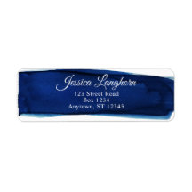 Etiquetas de Endereço de Aquarela Azul Elegante