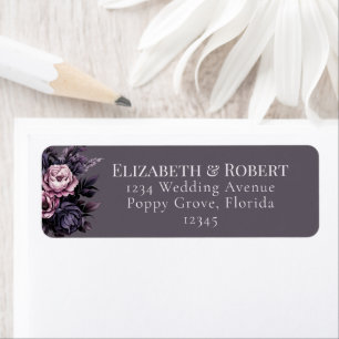 Etiquetas de Endereço de Casamento Floral Ameixa G