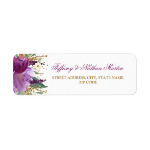 Etiquetas de Endereço de Casamento Floral em Aquar