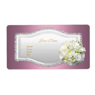 Etiquetas de Endereço de Casamento Floral Rosa Bra