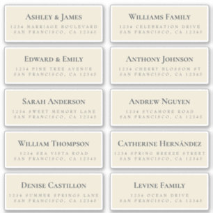 Etiquetas de endereço de convidado branco antigas