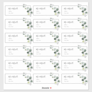 Etiquetas de Endereço de Convidado com Ramo de Euc