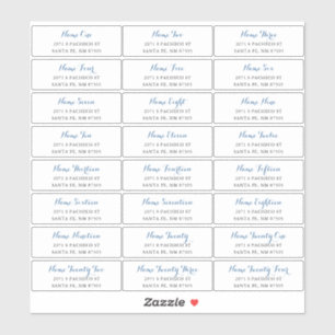 Etiquetas de Endereço de Convidado com Script Azul