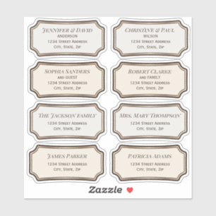 Etiquetas de endereço de convidado do crachá Elega