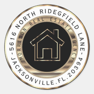 Etiquetas de endereço de corretor de metal preto e