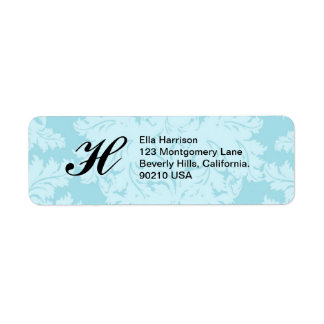 Etiquetas de Endereço de Damasco Azul Personalizáv