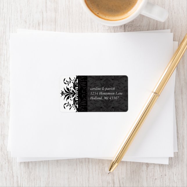 Etiquetas de endereço de Damasco preto - (Insitu)