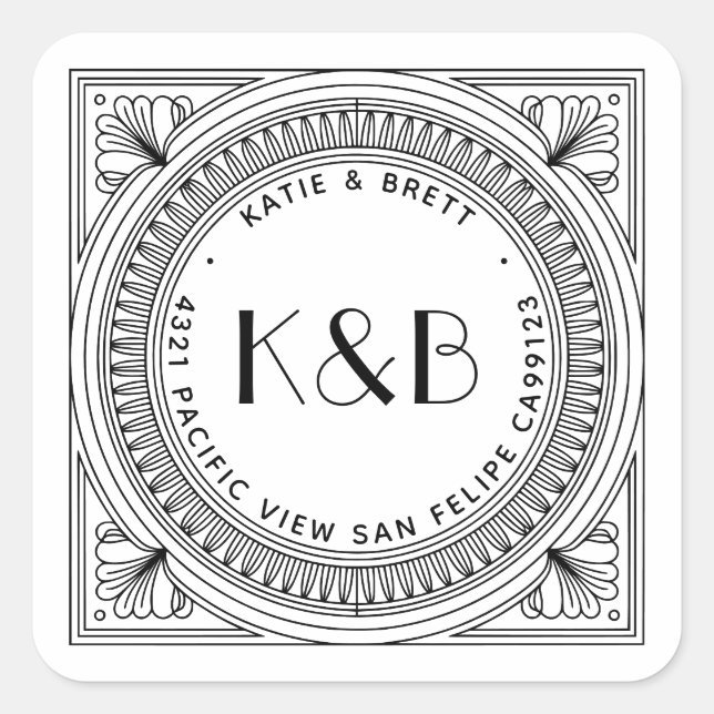 Etiquetas de Endereço de Devolução Art Deco - Pers (Frente)