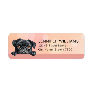 Etiquetas de Endereço de Devolução do Cão Pug