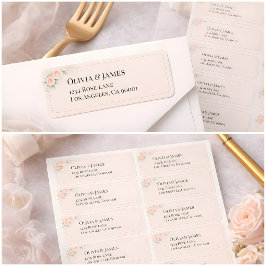 Etiquetas de Endereço de Devolução Floral Rosa Lux