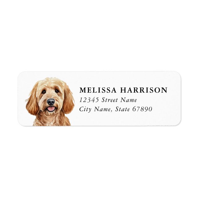 Etiquetas de Endereço de Devolução Goldendoodle (Frente)