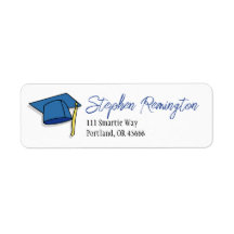 Etiquetas de Endereço de Formatura Azul Cap