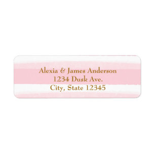 Etiquetas de Endereço de Listras de Aquarela Rosa