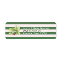 Etiquetas de Endereço de Natal com Listras e Azevi