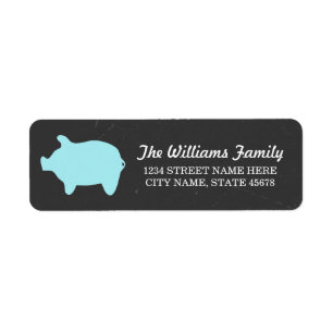 Etiquetas de endereço de Piggie do quadro/azul