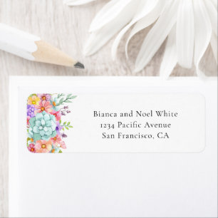Etiquetas de Endereço de Retorno de Casamento Flor