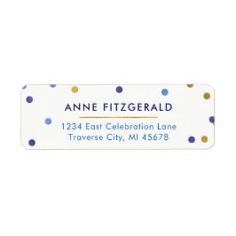 Etiquetas de Endereço de Retorno de Confetti Azul 