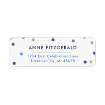 Etiquetas de Endereço de Retorno de Confetti Azul