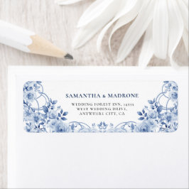 Etiquetas de Endereço de Retorno de Floral Azul Em