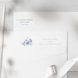 Etiquetas de Endereço de Retorno Floral Azul Dusty