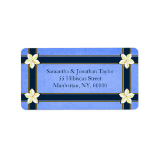 Etiquetas de Endereço de Retorno Floral Azul Elega