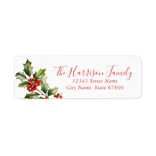 Etiquetas de Endereço de Retorno Floral de Natal
