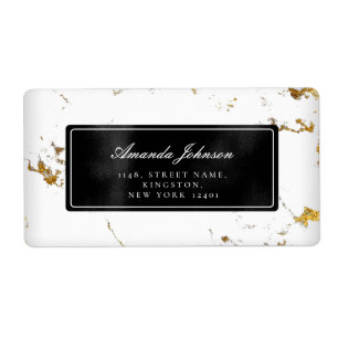 Etiquetas de Endereço de Retorno Preto para Marble