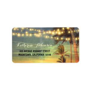 etiquetas de endereço do casamento de praia do po