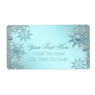 Etiquetas de Endereço do Floco de Neve Azul Teal