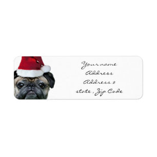 Etiquetas de endereço do pug do Natal