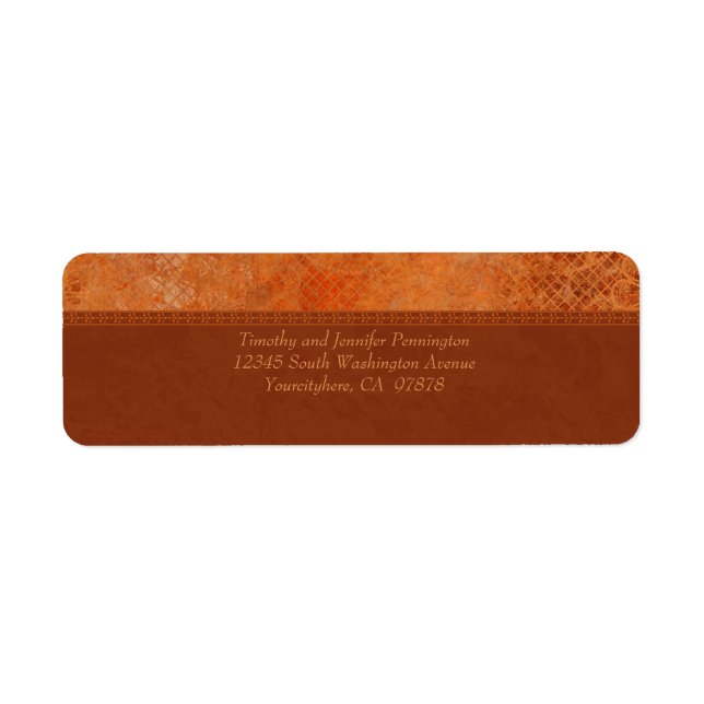Etiquetas de endereço elegante de vintage laranja  (Frente)