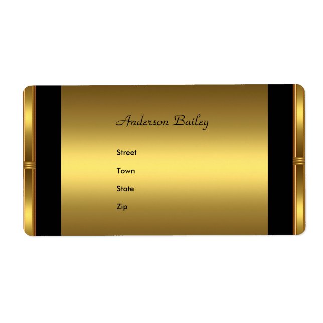 Etiquetas de Endereço Elegante Dourado (Frente)