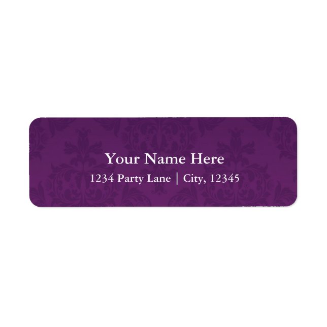 Etiquetas de Endereço Glamour Damasco Roxo (Frente)