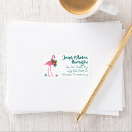 Etiquetas de Endereço Largas de Natal Flamingo
