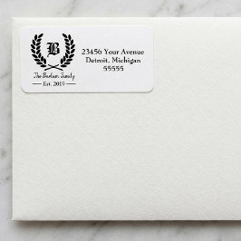 Etiquetas de endereço monograma do nome da família