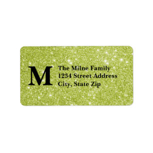 Etiquetas de Endereço para a Glitter Verde Falsa