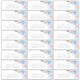 Etiquetas de Endereço para Casamento de Praia Azu