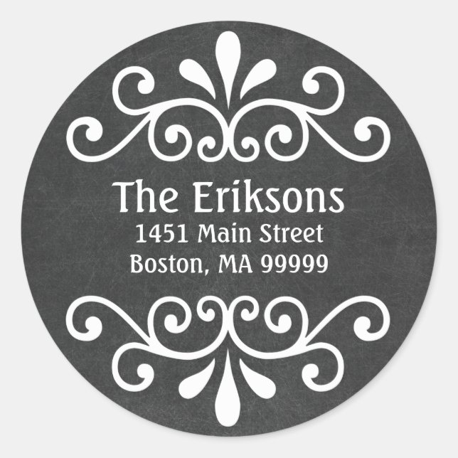 Etiquetas de endereço personalizado preto-branco (Frente)