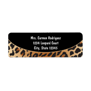 Etiquetas de Endereço Pretas Estampa de Leopardo C
