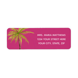 Etiquetas de endereço tropicais cor-de-rosa da