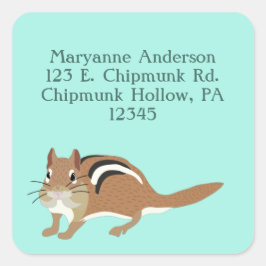 Etiquetas de endereço verde da casa do chipmunk