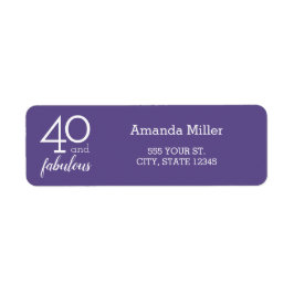 Etiquetas de endereço violeta de aniversário de 40