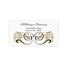 etiquetas de endereços de empresa chic em preto e 