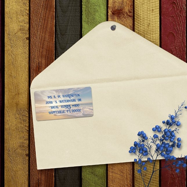 Etiquetas de Envio de Cena de Praia ao Nascer do S (Criador carregado)