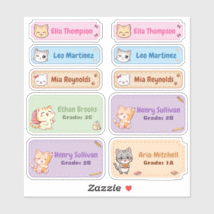 Etiquetas de Etiquetas de Nome de Gato de Chibi de