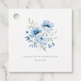 Etiquetas de Favor do Casamento de Cor Floral Azul