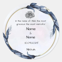 Etiquetas de favor do nikkah azul-floral