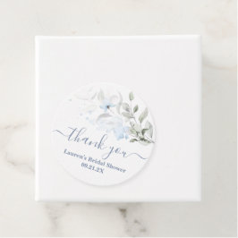 Etiquetas de Favor Floral Azul Empoeirado