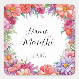 Etiquetas de favor Floral Mendhi